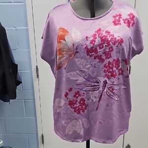 Lavender Floral Dragonfly Women's Top